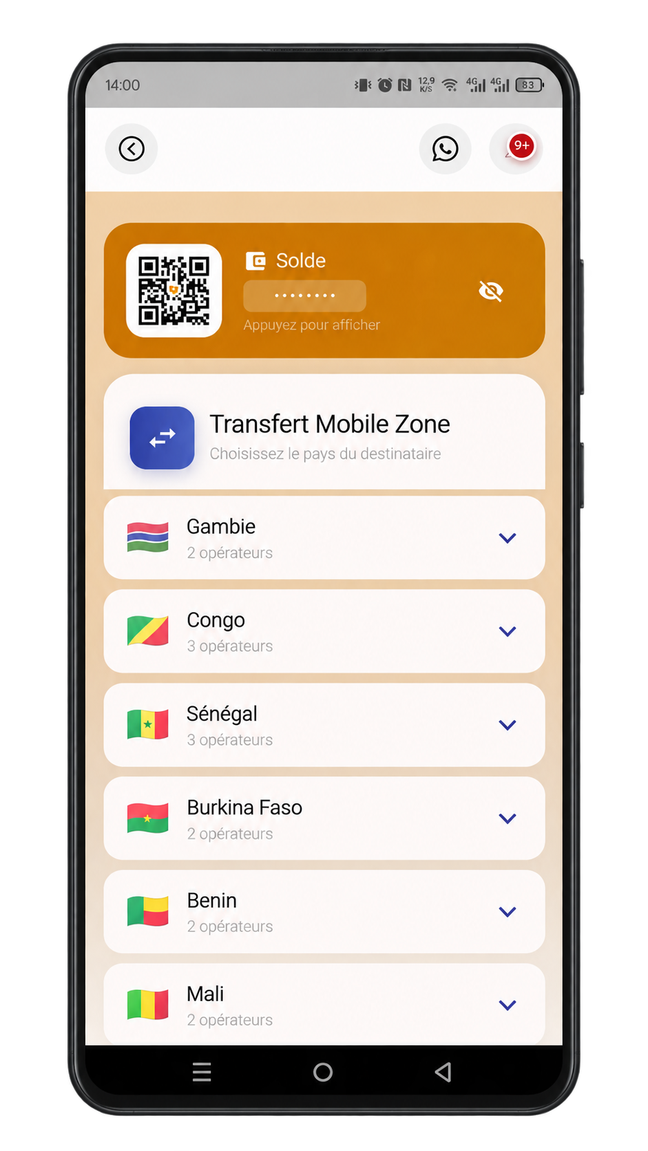 Application ROBUS : choix du pays de destination